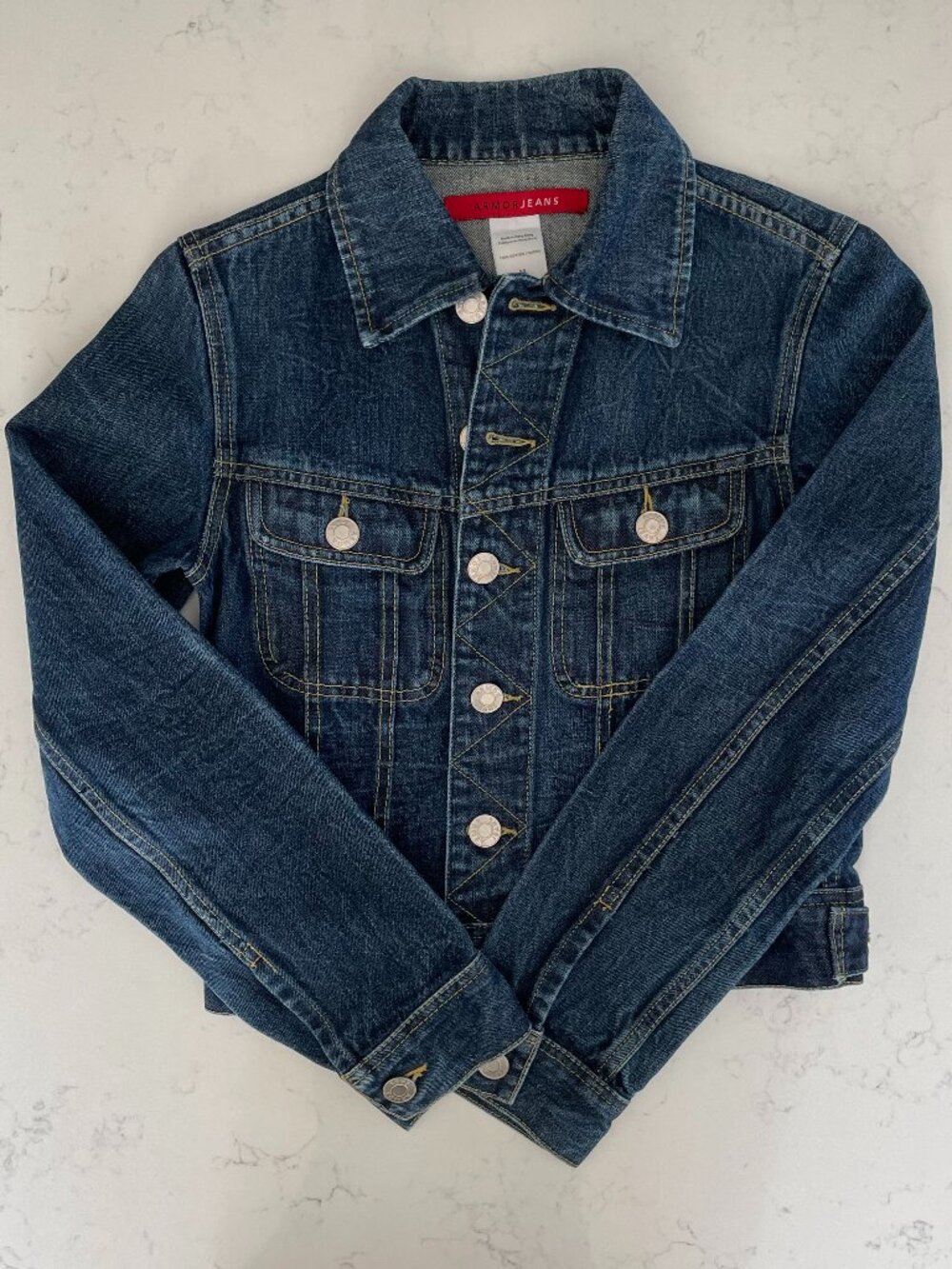 Armor Jeans Style 20238 Dark Wash 100% Cotton Denim Jean Jacket Blue Sz M